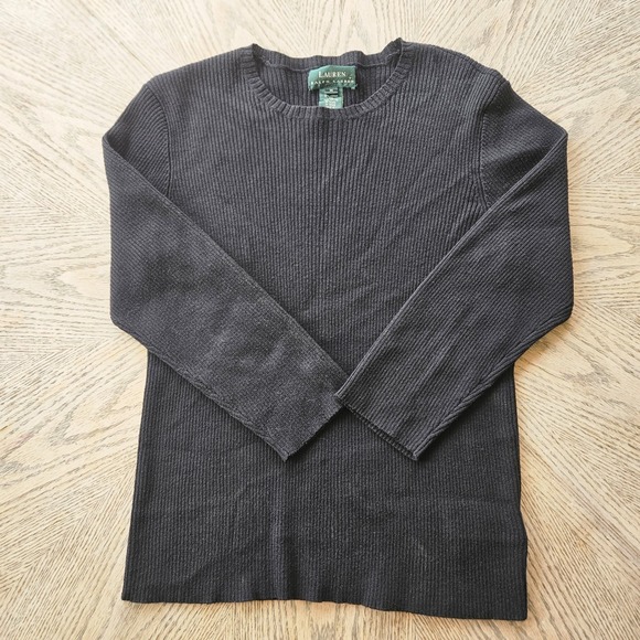 Lauren Ralph Lauren Sweaters - Lauren Ralph Lauren Ribbed Sweater Womens Medium‎ Black Merino Wool Cotton 90s